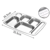 school factory canteen plate 5 6 compartments 304 square square lunch box stainless steel divided plate lunch dinner food plate