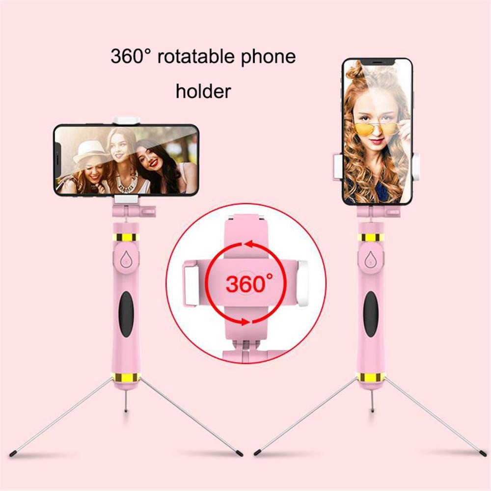 Selfie Stick Tripod Bluetooth Mirror Portable Monopod with Remote Shutter 360 Rotatable Holder
