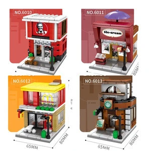 Sembo block Micro street Shop with display box 3D Auction Model architecture bricks McDonald&#39;s Store DIY Building Blocks toys
