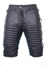 Shorts Mens Real Leather Side Straps Padded Shorts Custom Unique Men Shorts