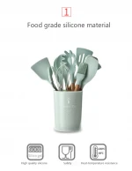 silicone cookware set 12 Pieces In 1 Set Silicone Kitchen Accessories Cooking Tools Kitchenware   Utensils With Wooden Handles