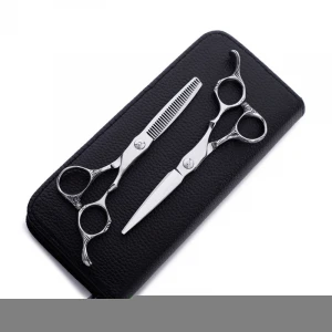 Silver 6 "haircut and hairdressing scissors set tool flat barber bangs scissors teeth thin scissors combination set