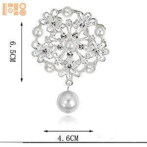 Silver Large Flower Bridal Brooch Rhinestone Crystal Diamante Wedding Brooches Pin