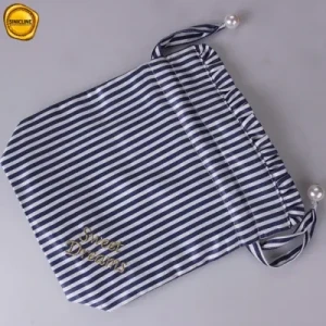 Sinicline Strip Design Underwear Drawstring Fabric Bag