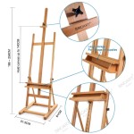 SINOART In Stock H-Frame Easel with Storage Tray,Wooden Artist Easel Adjustable Tilting display Easel,Floor Painting Easel Stand