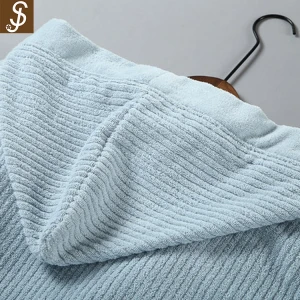 S&J high quality 100% cotton dyed terry mens hooded bathrobe