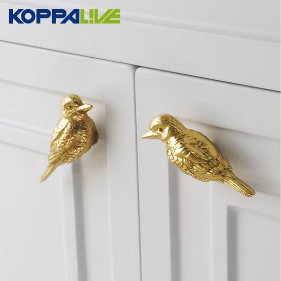 Home Decor Gold Bird Shape Solid Brass Knob for Cabinet Drawer Wardrobe