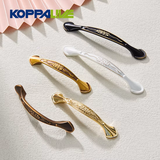 Koppalive European Style White Flower Dresser Drawer Pull Fancy Antique Solid Brass Cabinet Handle