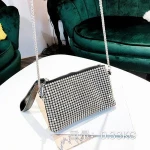 Sparkling Rhinestone Bag Zipper Square Sling Bag Evening Bag