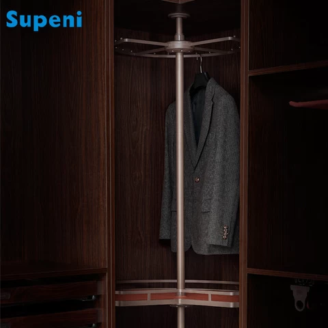 Supeni Clothes Accessories Dryer Rack Double Layer Rotating Basket Hanging Rack Drying Hanger Clothes Wardrobe Non-folding Rack