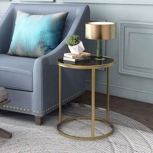 SWT Livingroom Modern Small Metal Marble Top End Table Coffee Table