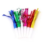 Tinsel Horn 6pcs Noise Maker for Birthday Party Carnival Celebration Fun Toy Glitter Fringed Blow Horns Kids Plastic Whistle To