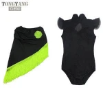 TONGYANG Girls Kids Children Modern Ballroom Latin Dance Dress Green Fringe Salsa Tango Dance Wear Black Performance Stage Wear