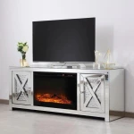 Top Seller Crushed diamond Mirrored TV table TV stand with decorative Fireplace