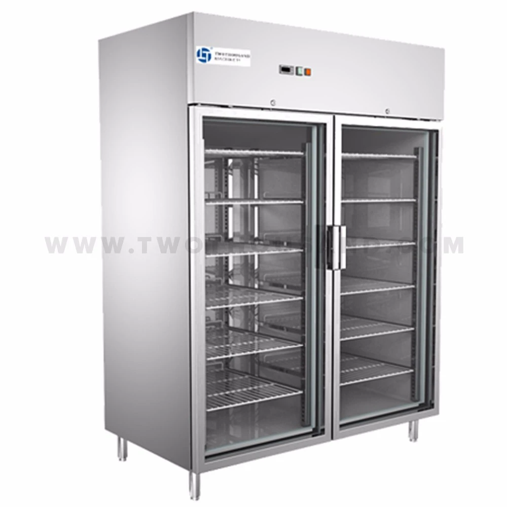 TT-BC392B 1285L Double Glass Door Upright Kitchen Display Freezer