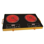 Two Burners Black Micro crystal plate Electric BBQ cooker with Handle  abd knob control digital  Electric Infrared  Cooker