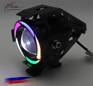 U7 Motorcycle led lighting system Led Projector Light Colourful Spotlights Devil Eyes 12V 3200LM 6500K 10W Led Work Light