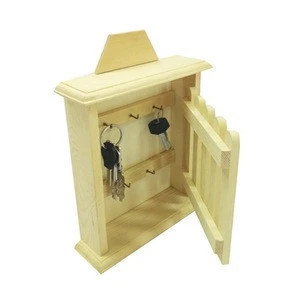 Unfinished natural color decorative pine wooden wall key box