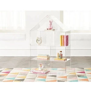 Unique Clear Acrylic House Bookcase Perspex House Shape Storage Display Holder