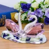 unique couple crystal glass swans Model Handmade desk ornament decoration wedding gifts souvenir in crystal crafts