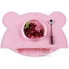 Waterproof bear shape lovely silicone high quality baby food bowl mat
