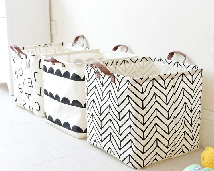 waterproof folding basket bag Cotton and linen laundry basket toy sundry storage bag