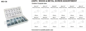 WD--136  240pc  wood screw assortment