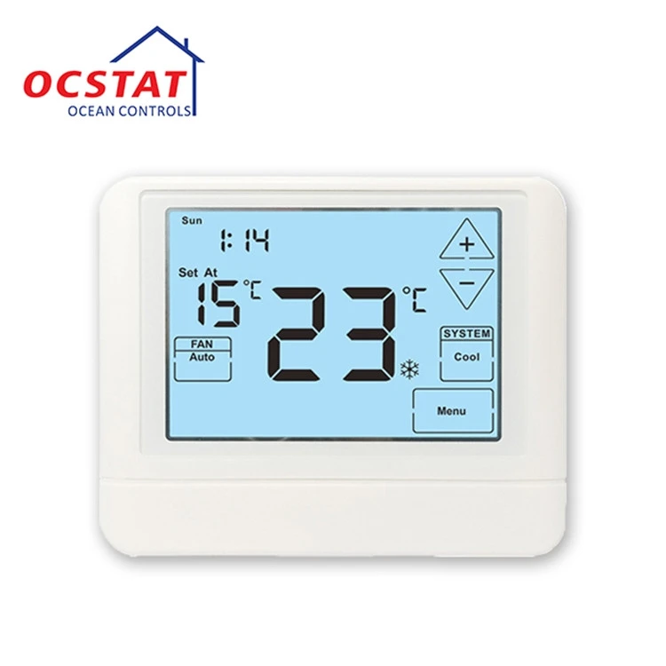 White 24V LCD Screen Programmable Electronic Indoor Thermostat For HVAC System