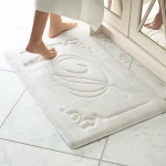 White Flannel Coral Fleece Memory Foam Toilet Shower Bathroom Bath Floor Mats