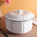 White Soup Tureen With Lid Ceramic Porcelain Soup Bowl With Design Soup Stock Pots Ceramic