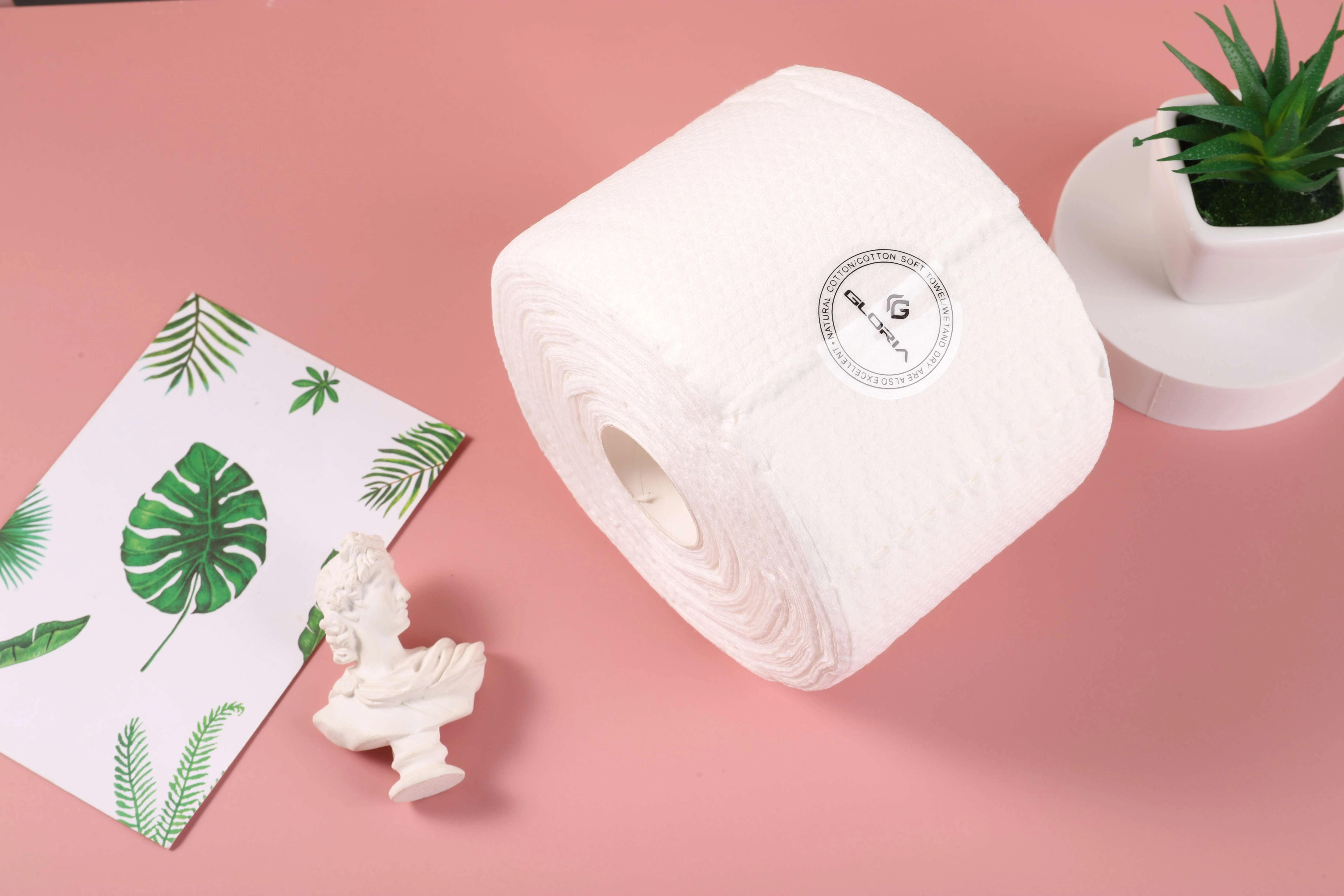Wholesale 100% Cotton Face Towel &amp; Toilet Paper Roll Facial Tissue