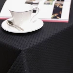Wholesale 2018 new design polyester church table clothes black jacquard diamond pattern decorative table cloth for wedding party