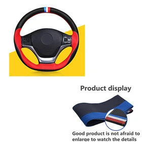 Wholesale custom fitting thread stitches leather steering wheel cover