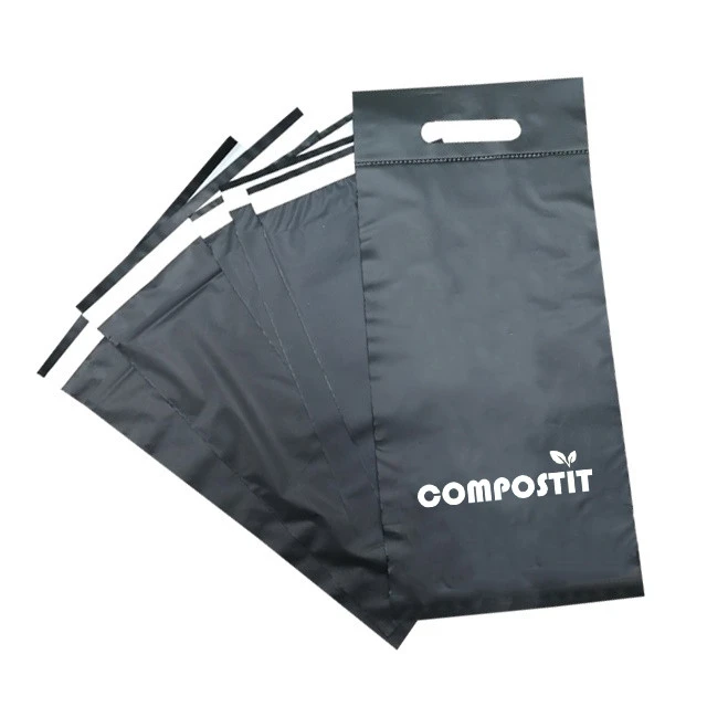 wholesale die cut cornstarch made  biodegradable poly mailer mailing bags with handle