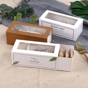 Wholesale Folded Art Paper Box Rectangle Shape Custom Design Cookie Packaging Box With Window
