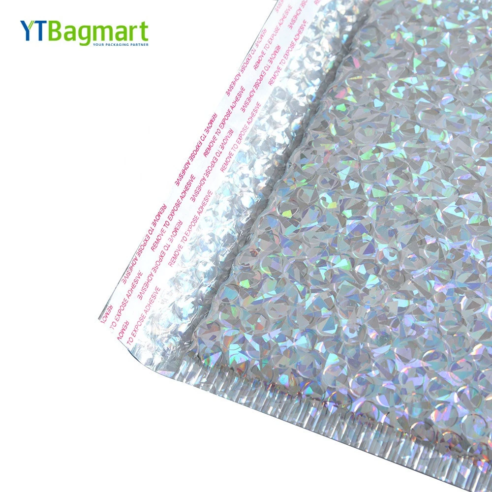 Wholesale Glamour Customized Poly Bubble Mailers Packaging Holographic Mailing Bag