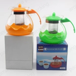 Wholesale High Quality 1500ml Coffee Tea Sets Glass Teapot with stainless steel infuser and plastic handle