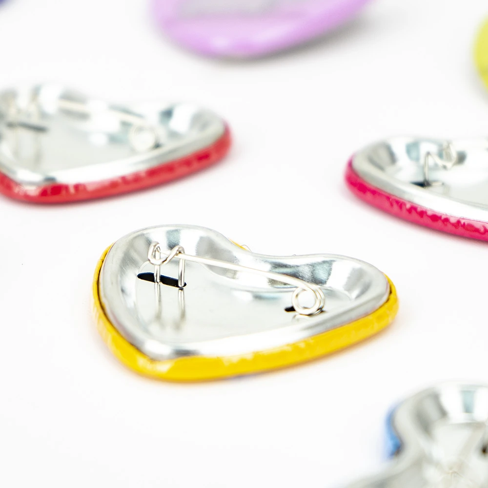 wholesale high quality heart shape 39x45mm DIY metal pin button badge