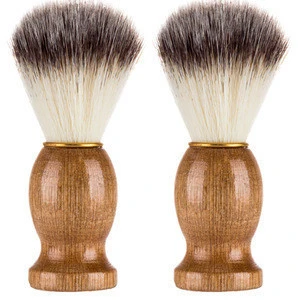Wholesale High Quality Private Label Wooden Handle Shaving Brush False Boar Hair Bristle Beard Brush For Men