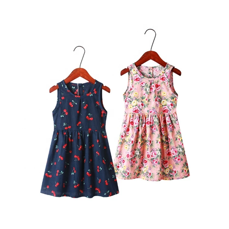 Wholesale Kids Children Fashion Flower Sleeveless Baby Girl Dresses For Party