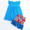 Wholesale kids summer clothing sets baby girls boutique outfits ruffle shorts clothes set
