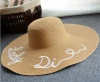 Wholesale lady large brim collapsible sunscreen embroidery straw floppy hat