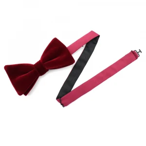 Wholesale Luxury Mens Colourful Pre-Tied Ribbon Bow Tie Plain Cotton Velvet Bow Ties