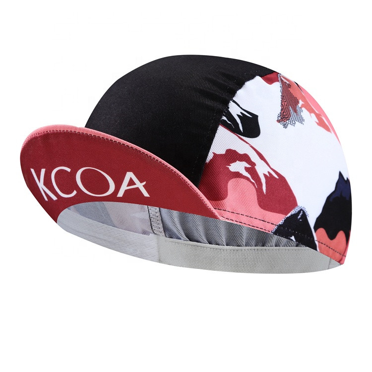Wholesale OEM breathable sublimation printed custom coolmax  free size cycling cap