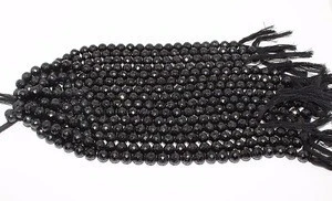 Wholesale Semi Precious Faceted Round Beads Strand Black Spinel