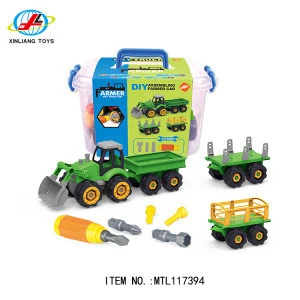 Wholesale toy China DIY assembling wooden timber loader truck car toy for kids