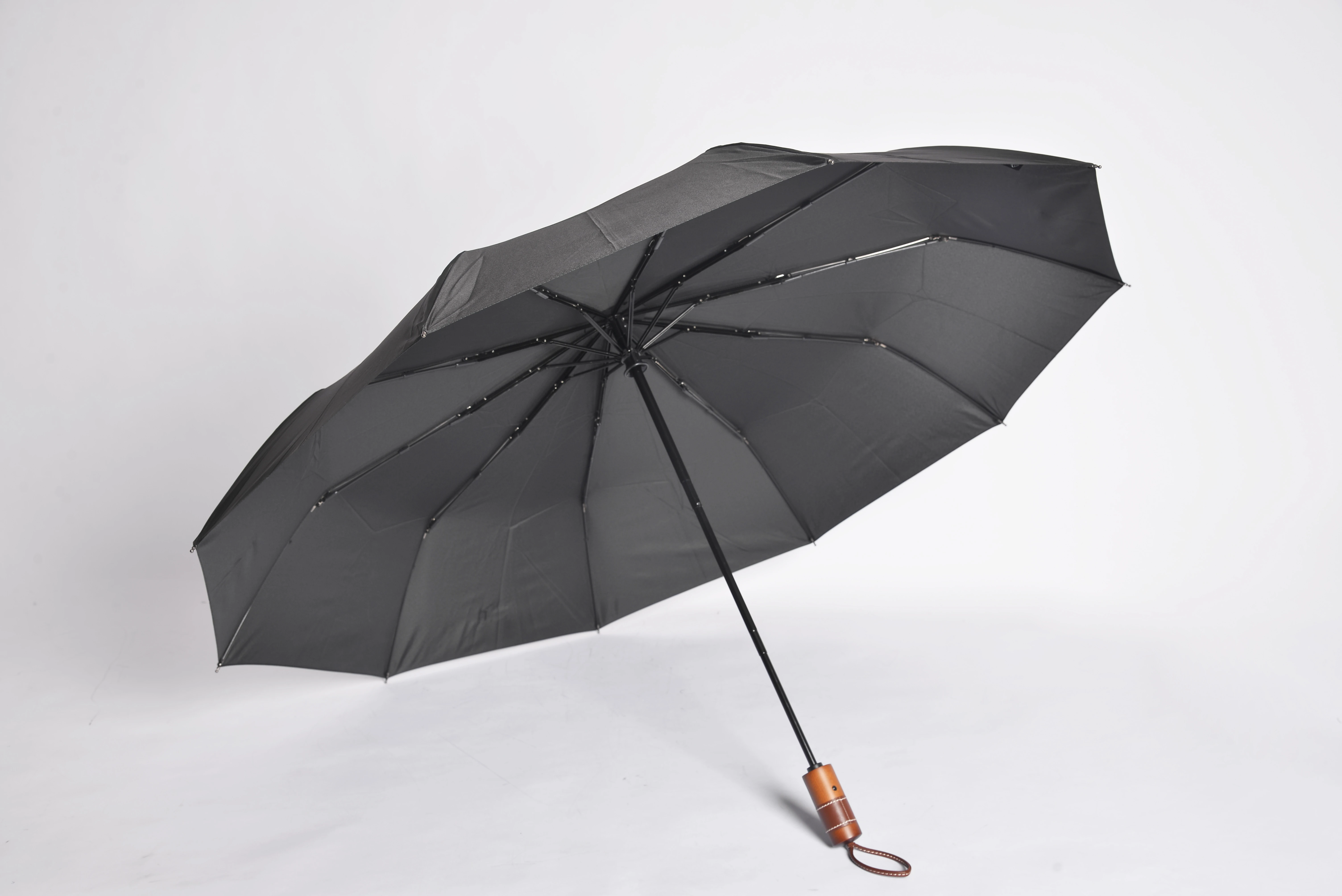wholesale umbrella printed high quality business windroof wood travel Automatic 3 folding umbrella