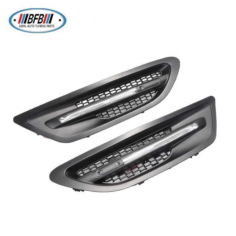 With Light Replacement ABS Matt Black Side Vent Fender For F10 M5 style 2012-2016 Side Signal Lamp Cover