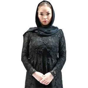 Woman Lace Abaya Muslim Long Sleeve Islamic Clothing