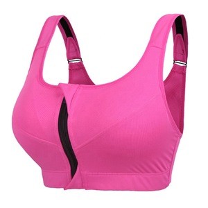 women fitness sport bra comfortable wireless sport bra with zipper closure adjustable straps yoga bra